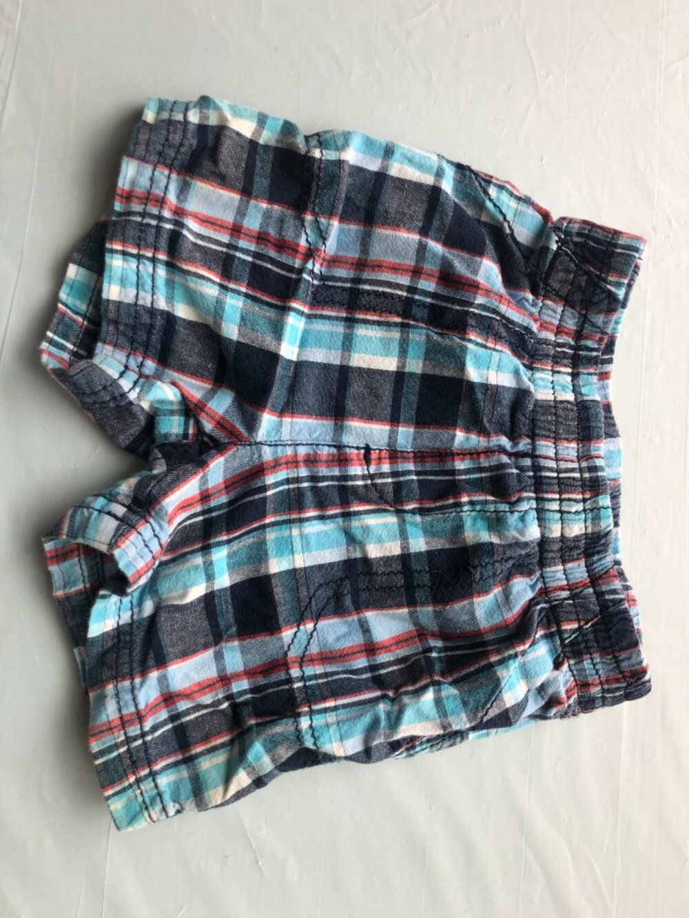 9-Months Jumping Beans Plaid Shorts, Blue/Black/Red; UBG; Ready to ship!